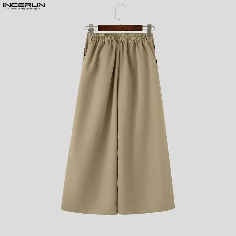 Pantalon Large Couleur Unie — Coupe Irrégulière, Streetwear Décontracté | INCERUN 2026