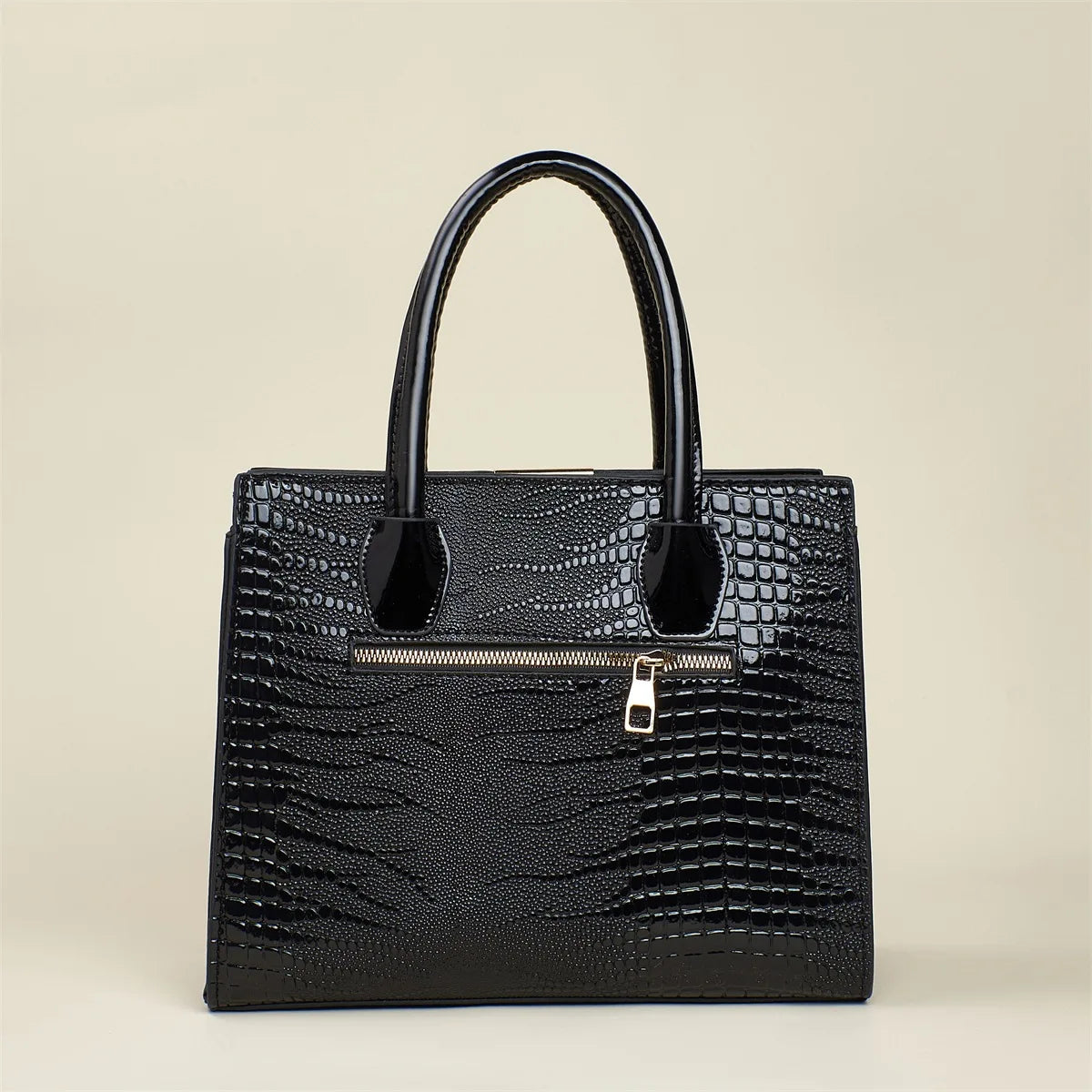 Sac Carré Motif Alligator Grande Capacité — Bandoulière Minimaliste Urbain Luxe