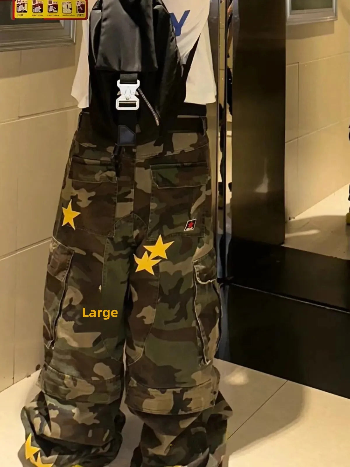 Jean Camouflage Homme — Jambes Larges Ample Longueur Sol Hip Hop Rétro High Street Style Européen Américain