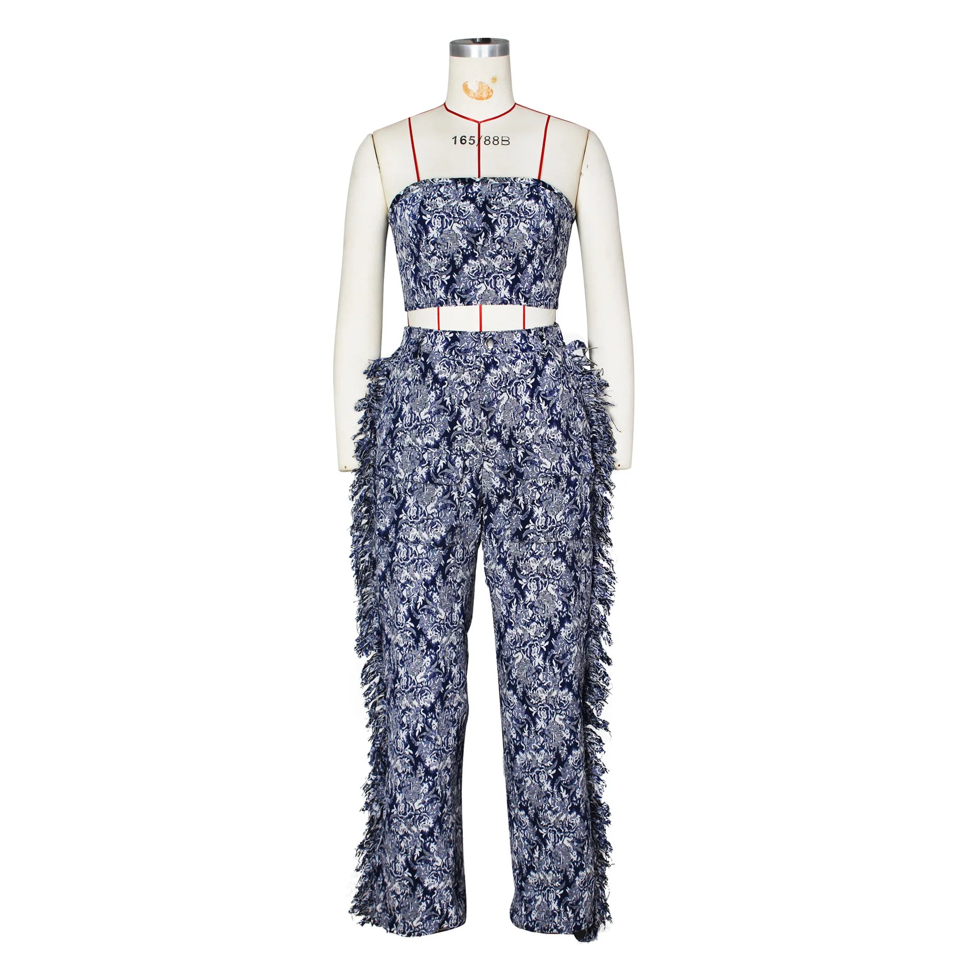 Ensemble 2 Pièces Streetwear — Haut Sexy + Pantalon Cargo Imprimé Floral Taille Élastique Soirée | Printemps 2025