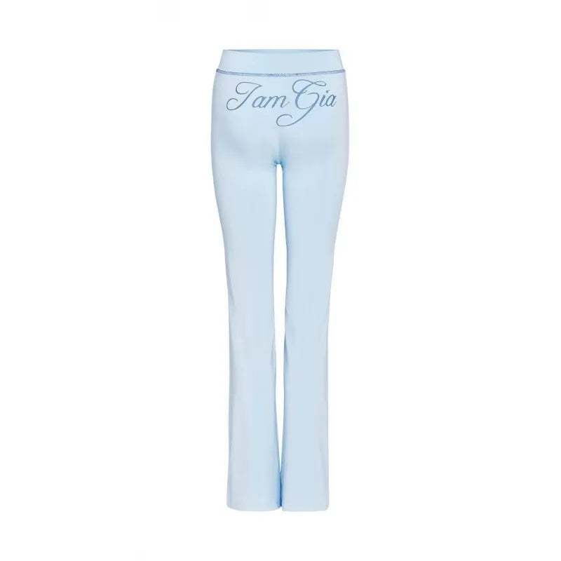 Nouvel ensemble minimaliste confortable GIA : veste à capuche zippée en velours et pantalon ample coupe slim en bleu