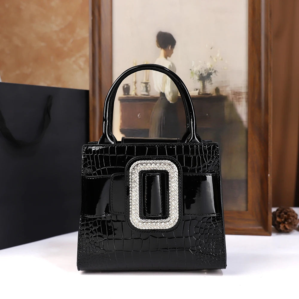 Sac Fourre-Tout Crocodile Incrusté Diamants — Bandoulière Luxe Haut de Gamme