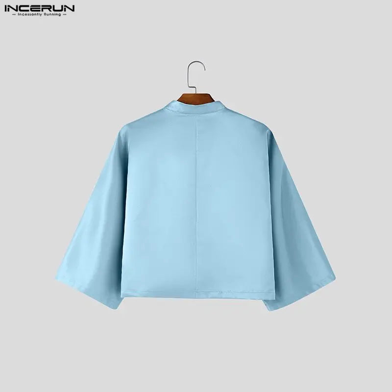 Chemise Col Montant Manches ¾ Homme — Style Chinois Vintage Streetwear | INCERUN