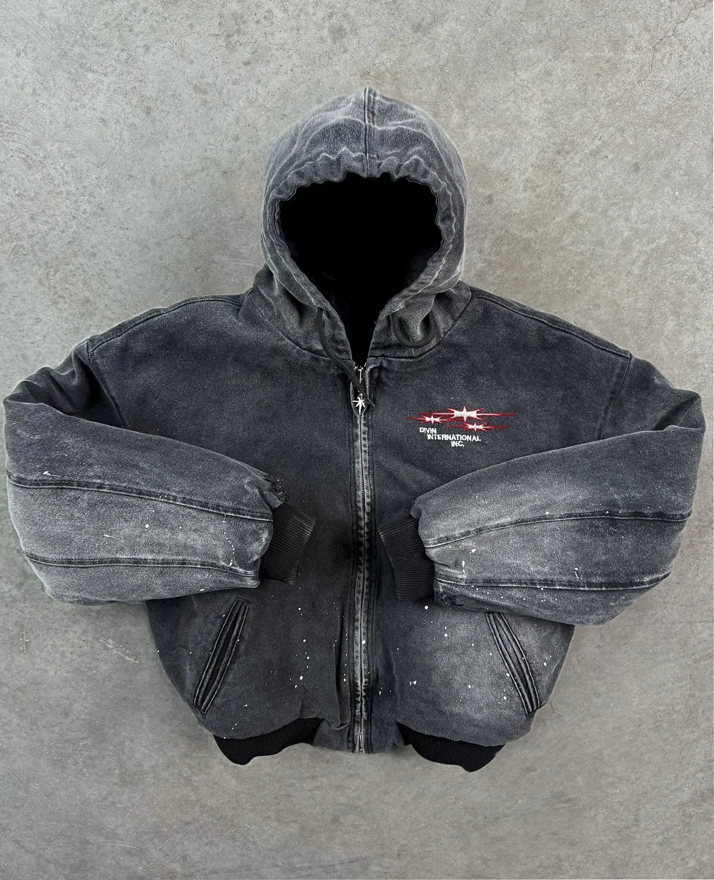 Sweat à Capuche Zippé Broderie Rétro — High Street Hip Hop Gothique | Divin