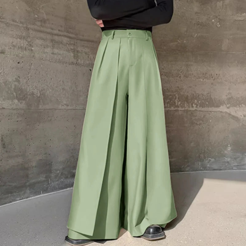 Pantalon Irrégulier Couleur Unie — Jambes Larges, Bouton, Streetwear Décontracté | INCERUN 2024