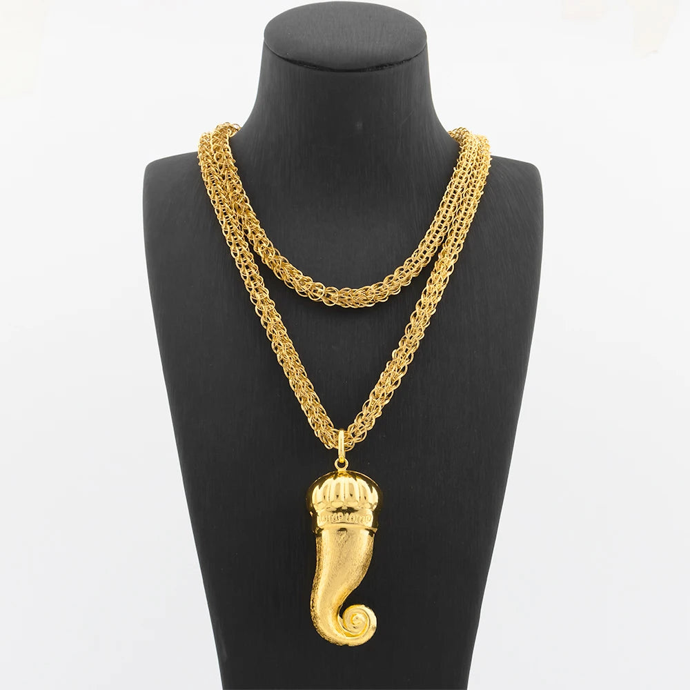Collier Pendentif Carte d'Afrique – Plaqué Or 18K – Chaîne 100 cm – Mixte