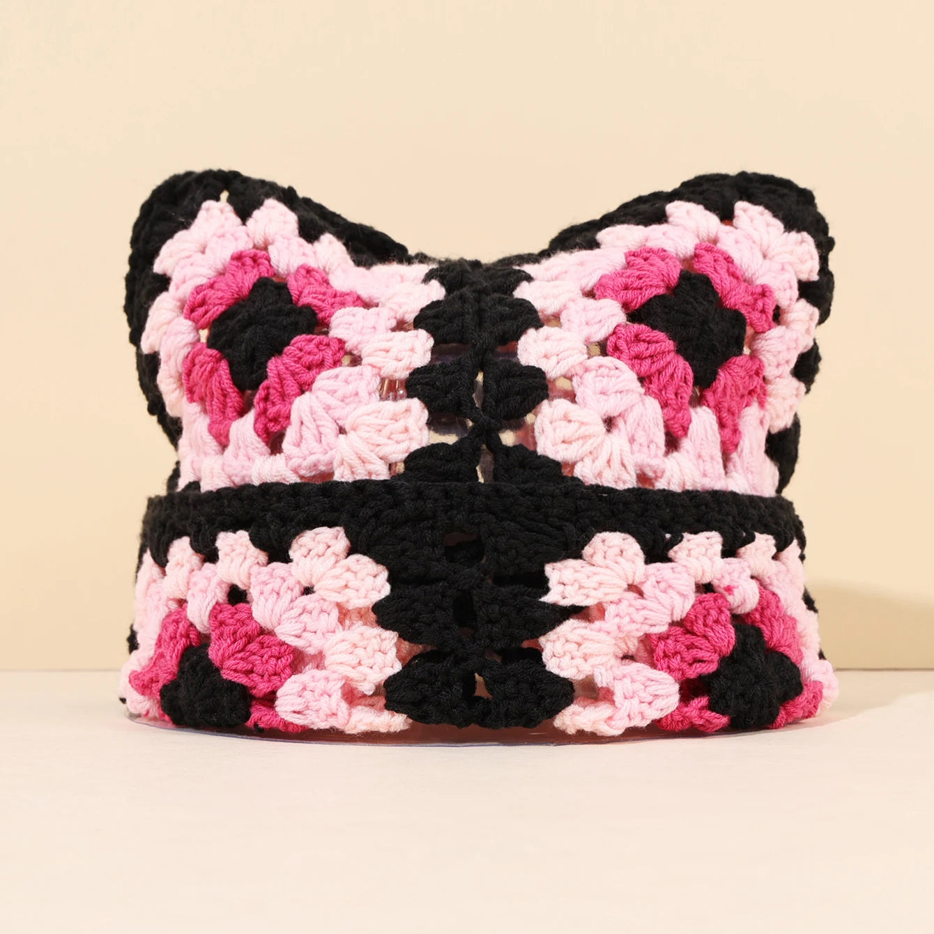 Bonnet Oreilles de Chat Crocheté à la Main – Tricot Chaud Unisexe | Automne Hiver