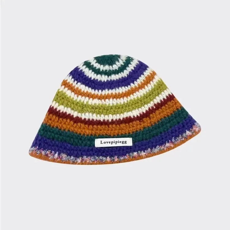 Chapeau Seau Coréen Crocheté à la Main – Bob Fleurs Y2K | Femme Automne Hiver 2025