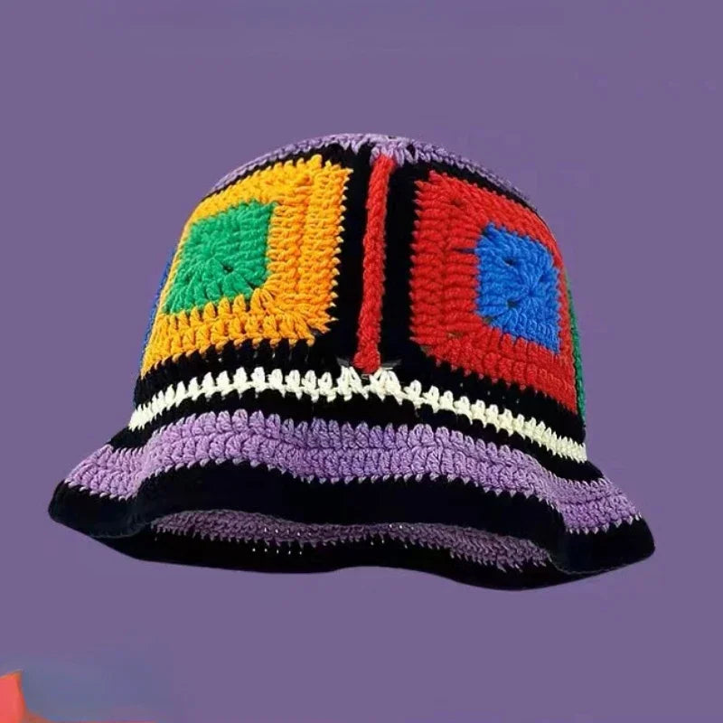 Chapeau Seau Coréen Crocheté à la Main – Bob Fleurs Y2K | Femme Automne Hiver 2025