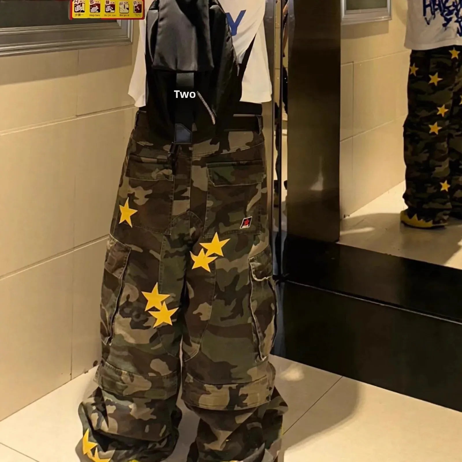 Jean Camouflage Homme — Jambes Larges Ample Longueur Sol Hip Hop Rétro High Street Style Européen Américain