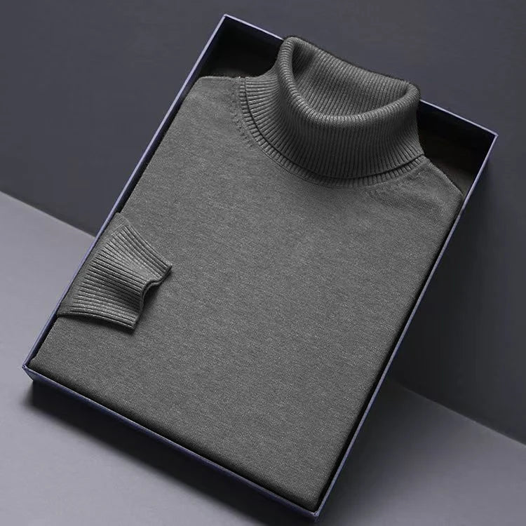 Pull Col Roulé Homme Luxe — Coupe Longue Couleur Unie Chaud Streetwear Minimaliste | ANIMAL GAME