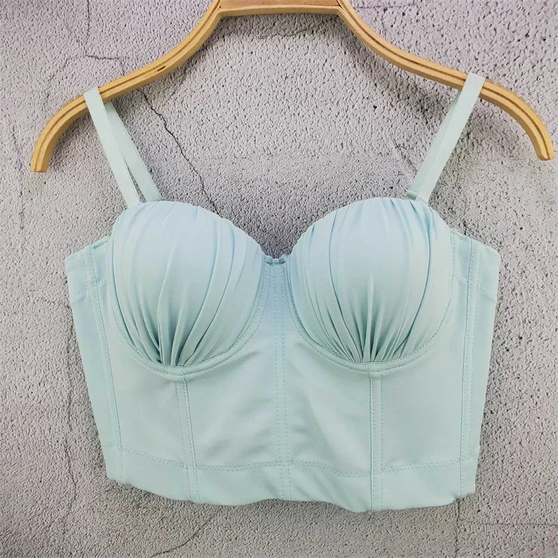 Top Corset Court Sexy Y2K Club Décor Perles — Camisole Shaper Été Visivane