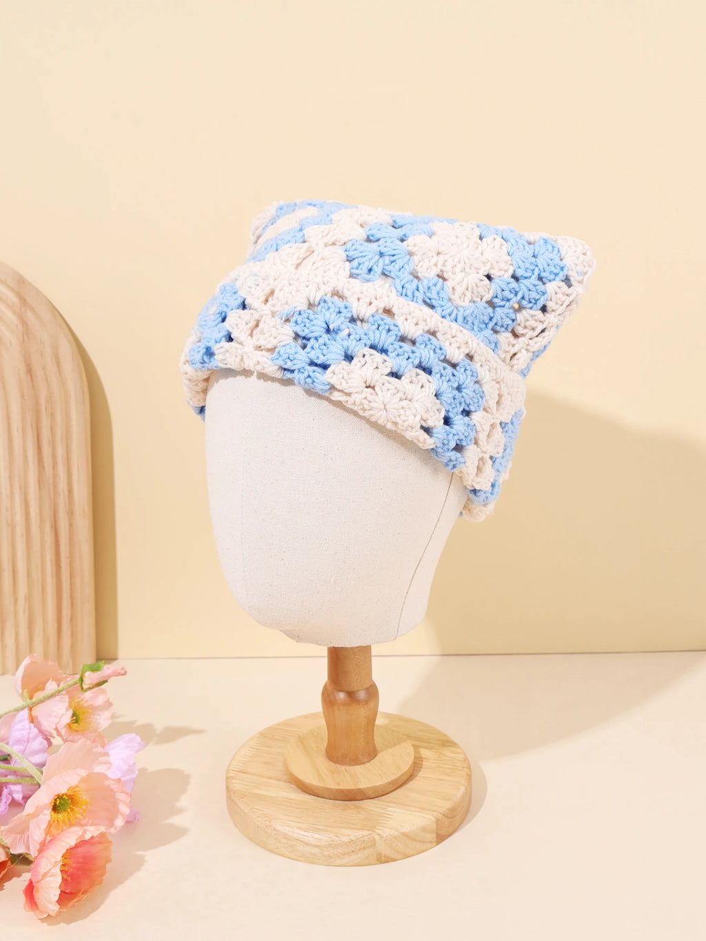 Bonnet Oreilles de Chat Crocheté à la Main – Tricot Chaud Unisexe | Automne Hiver