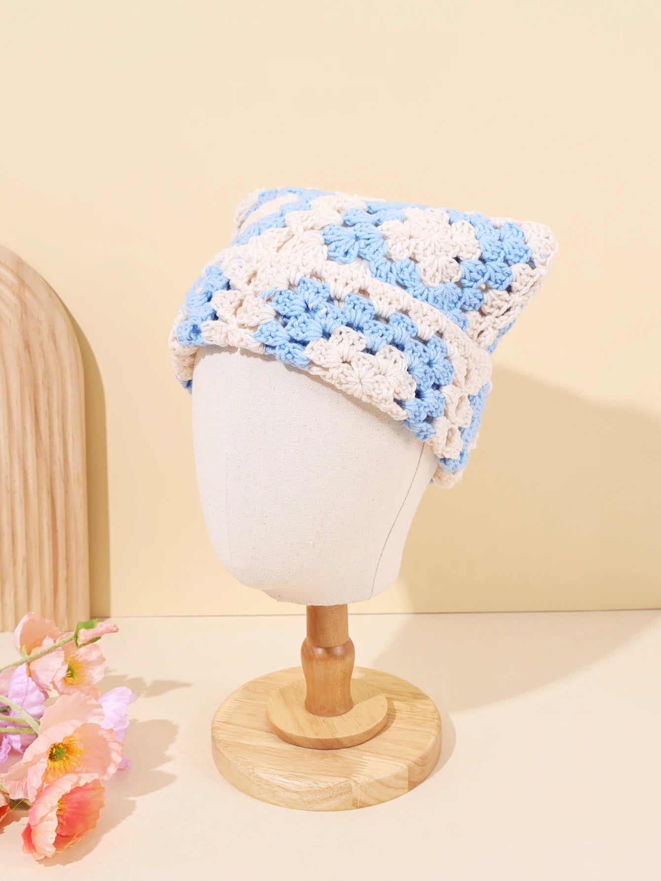 Bonnet Oreilles de Chat Crocheté à la Main – Tricot Chaud Unisexe | Automne Hiver