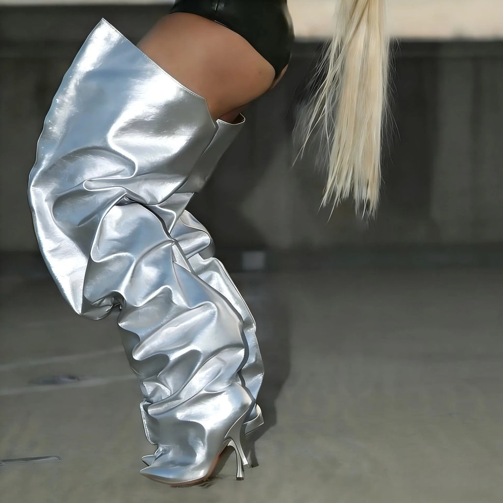Bottes Longues Talon Aiguille Au-Dessus du Genou — Jambes Larges Tailles 34-45