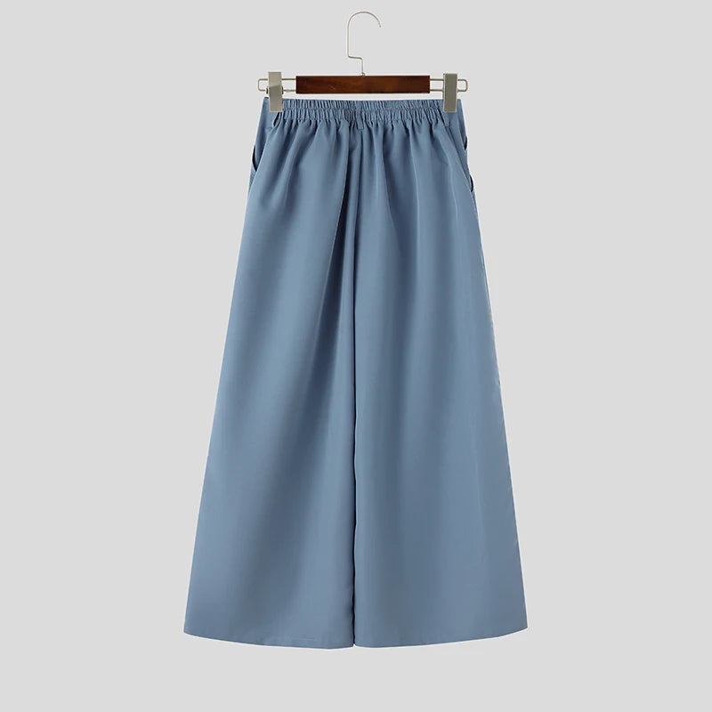 Pantalon Large Couleur Unie — Coupe Irrégulière, Streetwear Décontracté | INCERUN 2026