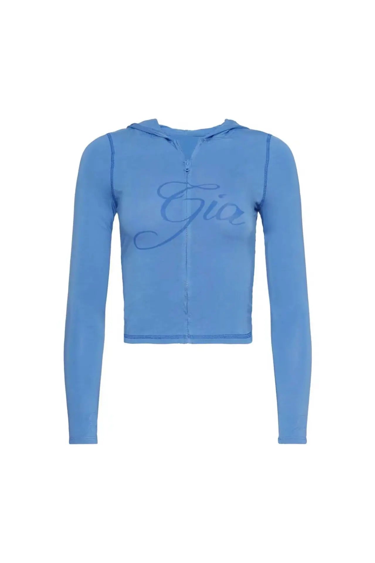 Nouvel ensemble minimaliste confortable GIA : veste à capuche zippée en velours et pantalon ample coupe slim en bleu