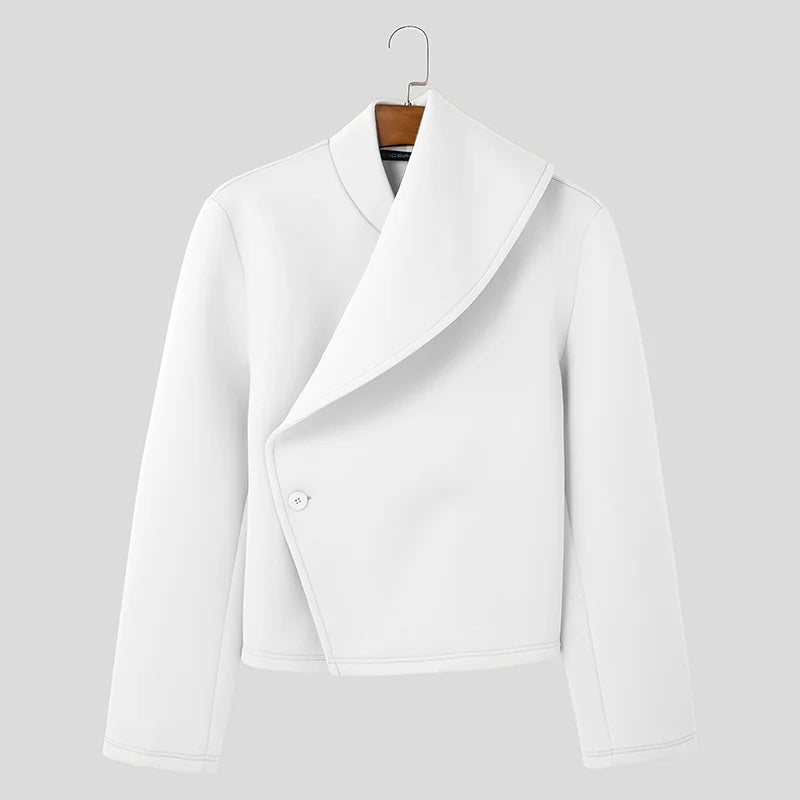 Veste Déconstruite Manches Longues — Couleur Unie, Style Décontracté Élégant | INCERUN 2025