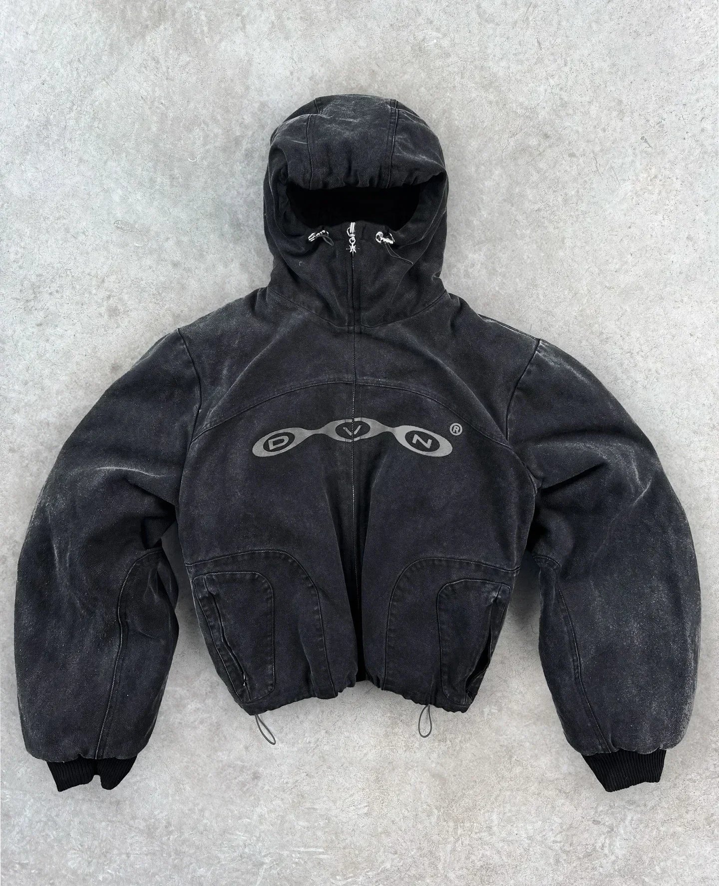 Sweat à Capuche Zippé Broderie Rétro — High Street Hip Hop Gothique | Divin