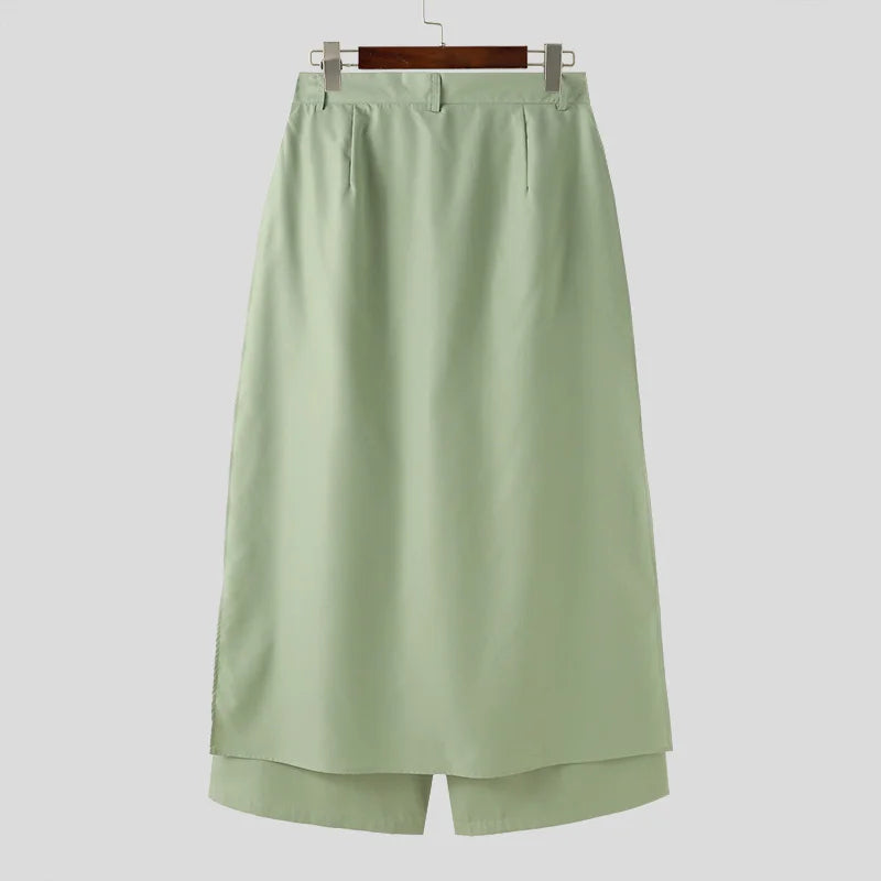 Pantalon Irrégulier Couleur Unie — Jambes Larges, Bouton, Streetwear Décontracté | INCERUN 2024