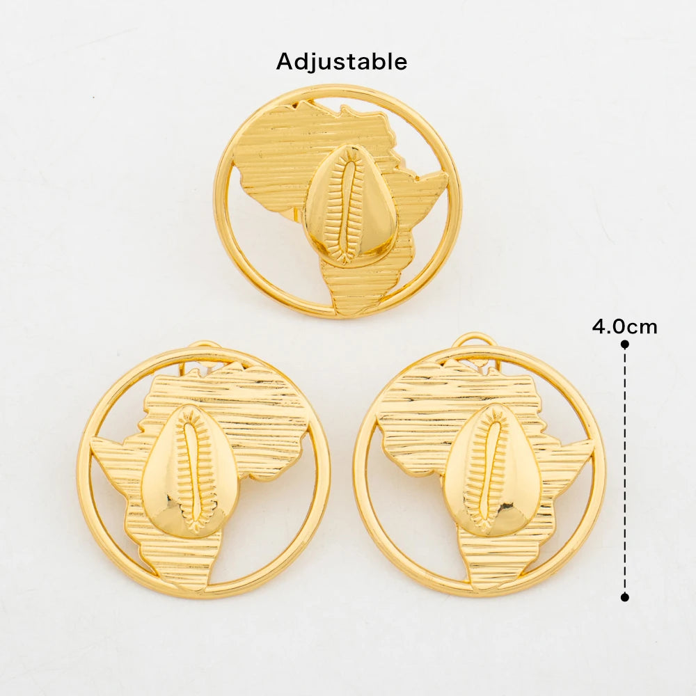Ensemble Bijoux Carte Africaine – Boucles d'Oreilles & Bague Plaquées Or 18K