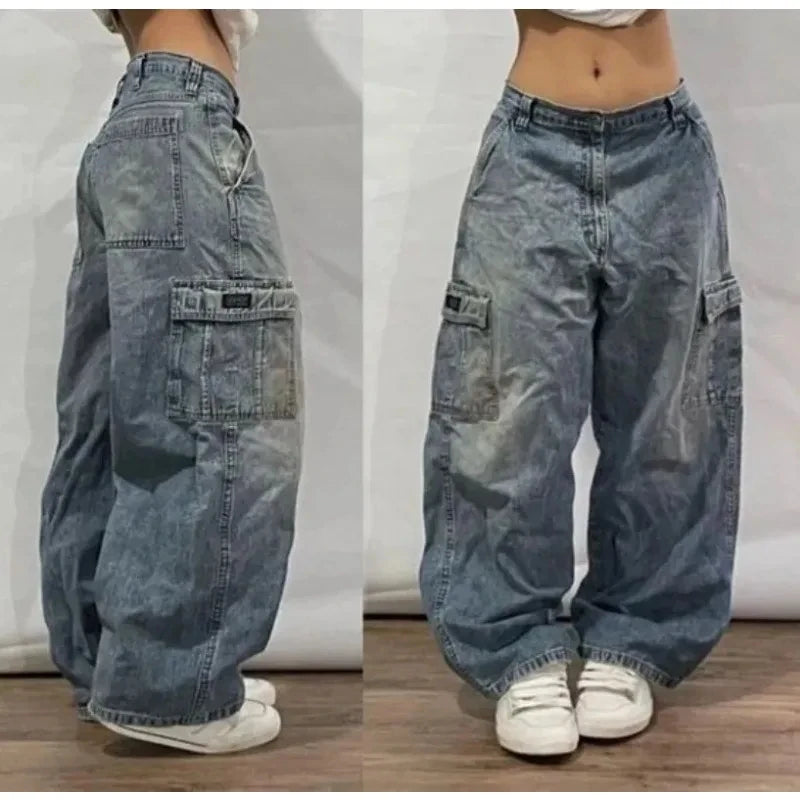 Jean Baggy Camouflage Délavé – Style Vintage American Street Y2K Hip-Hop | Unisexe