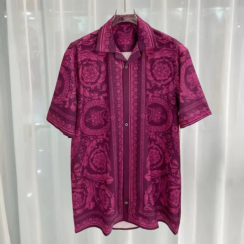 Chemise Homme Manches Courtes Été 2026 — Imprimé Baroque Style Palais Luxe Léger Hawaïenne Décontractée