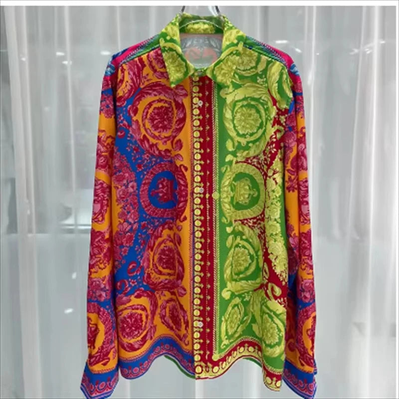 Chemise Vintage Imprimée Luxe — Manches Longues, Unisexe, Multi-Coloris | Collection 2026