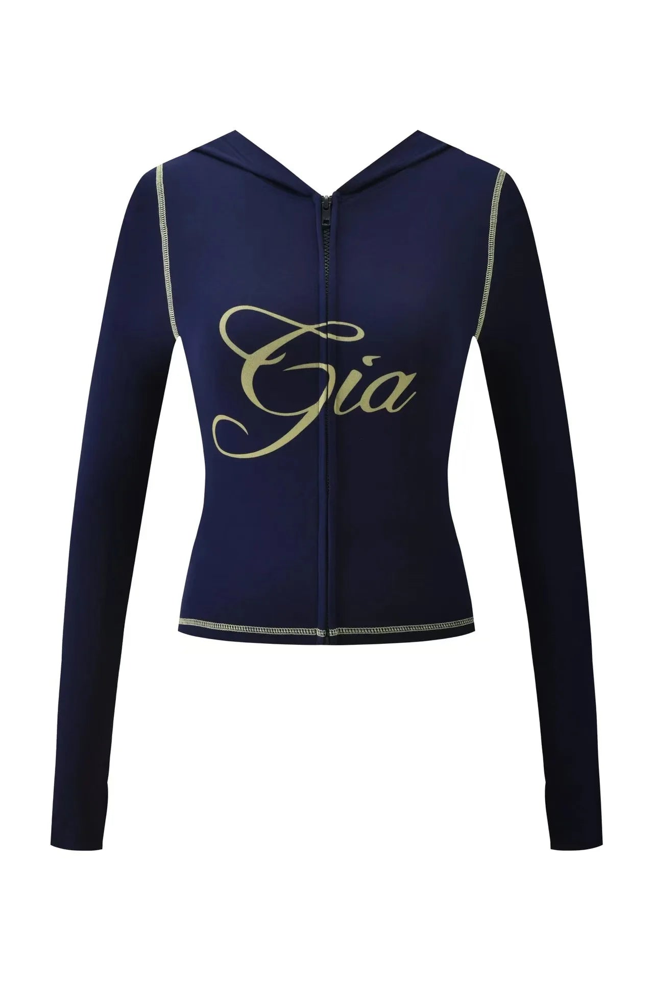 Nouvel ensemble minimaliste confortable GIA : veste à capuche zippée en velours et pantalon ample coupe slim en bleu
