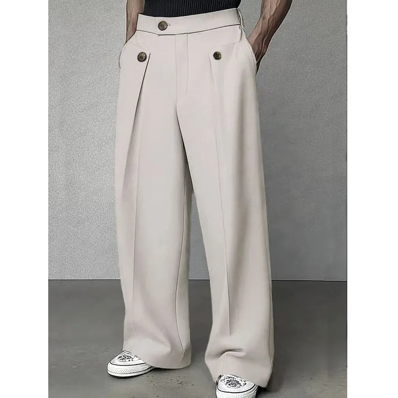 Pantalon de Costume Décontracté Homme — Coupe Droite Ample, Taille Haute, Plisé | Oldyanup