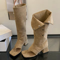 Sandales-Bottes Hautes Vintage Bout Carré — Talon Carré Sangle Boucle Eilyken
