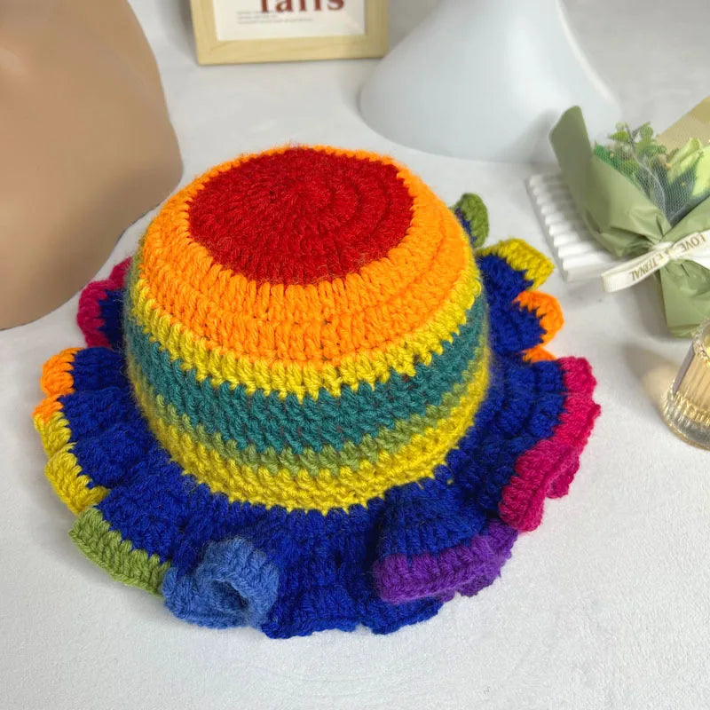 Chapeau Seau Conique Crocheté à la Main – Bob Pêcheur Élégant | Protection Solaire Femme