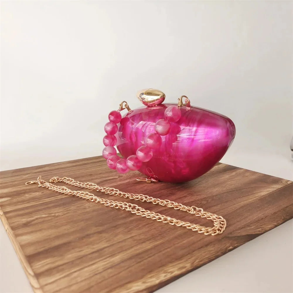 Minaudière Marbre Vert Perle — Pochette Acrylique Luxe Soirée & Mariage