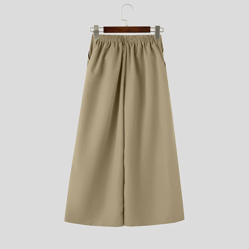 Pantalon Large Couleur Unie — Coupe Irrégulière, Streetwear Décontracté | INCERUN 2026