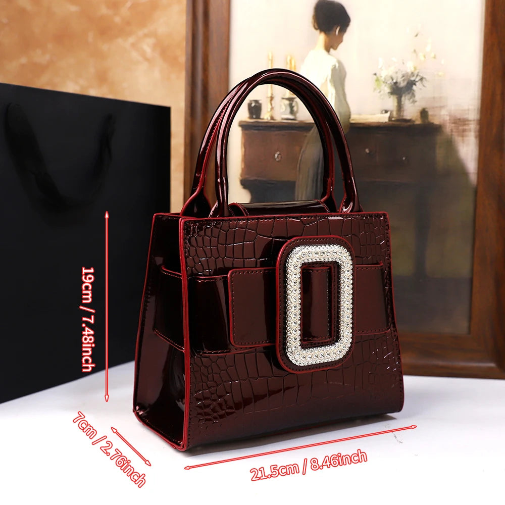 Sac Fourre-Tout Crocodile Incrusté Diamants — Bandoulière Luxe Haut de Gamme