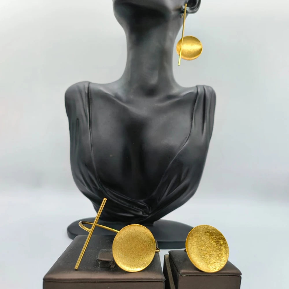 Parure Dorée Dubaï – Boucles d'oreilles & Bague Plaquées Or 18K