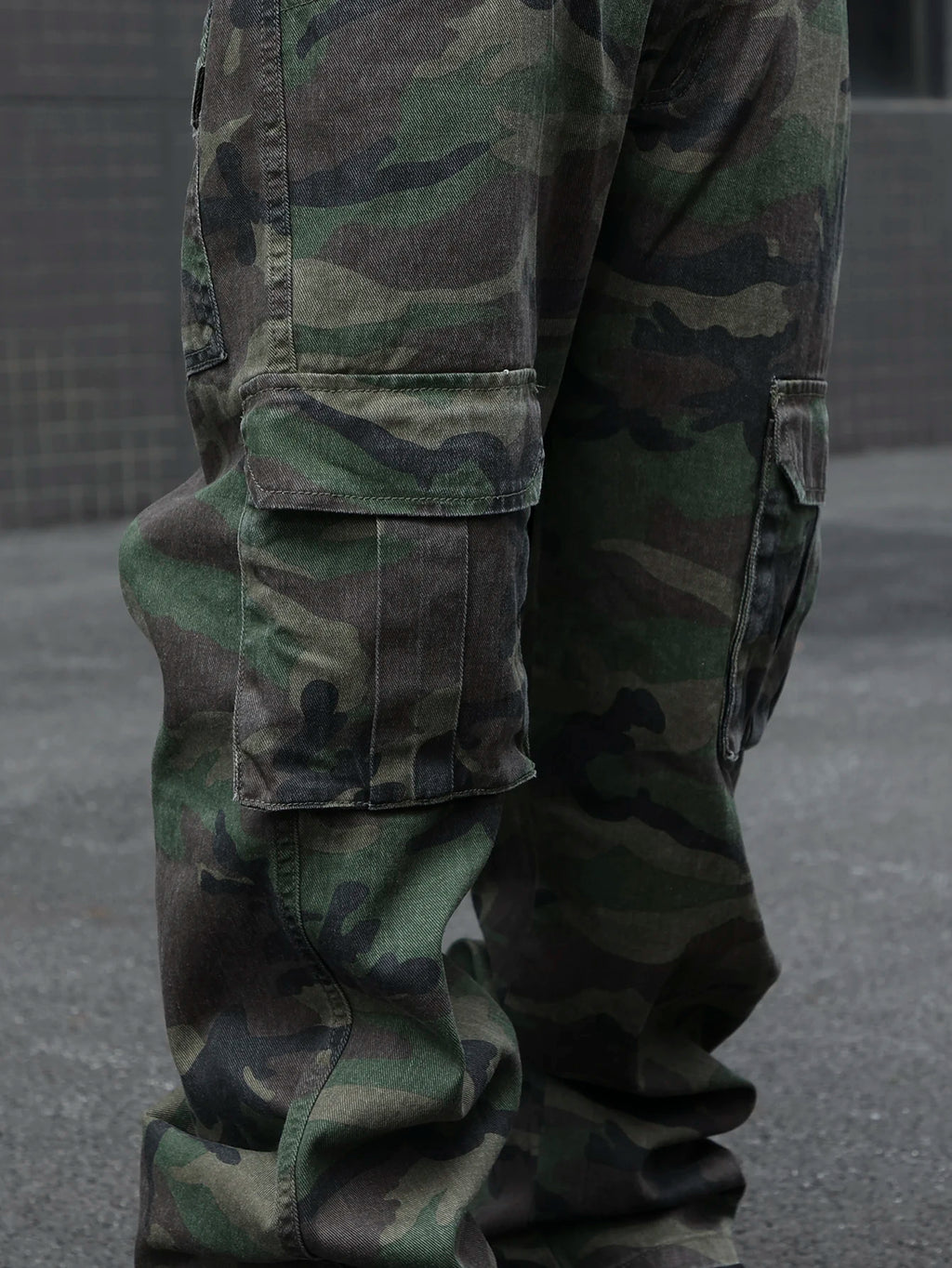 Jean Cargo Camouflage Vert Armée Multi-Poches — Coupe Ample Style Militaire Streetwear Homme