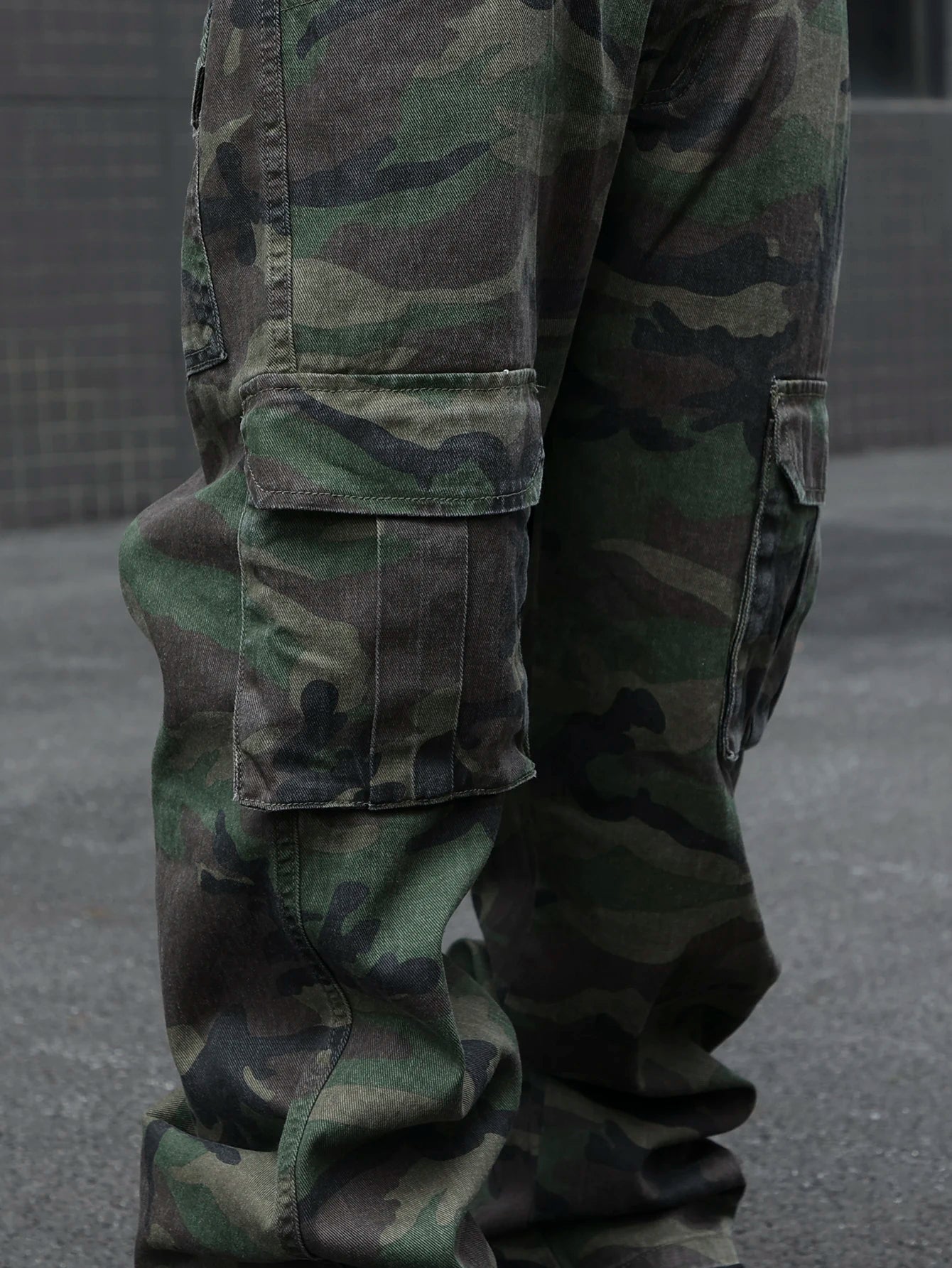 Jean Cargo Camouflage Vert Armée Multi-Poches — Coupe Ample Style Militaire Streetwear Homme