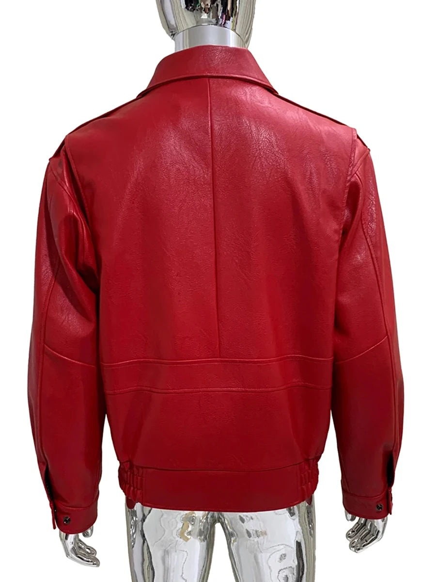 Veste Courte Simili Cuir Homme — Col Rabattu, Fermeture Éclair, Style Luxe | Mauroicardi 2025