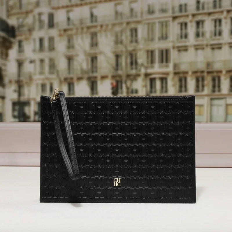 Sac Fourre-Tout Plat en Cuir Véritable — Accessoire Luxe Classique Femme