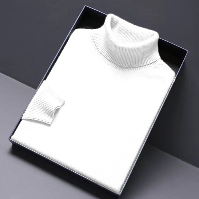 Pull Col Roulé Homme Luxe — Coupe Longue Couleur Unie Chaud Streetwear Minimaliste | ANIMAL GAME