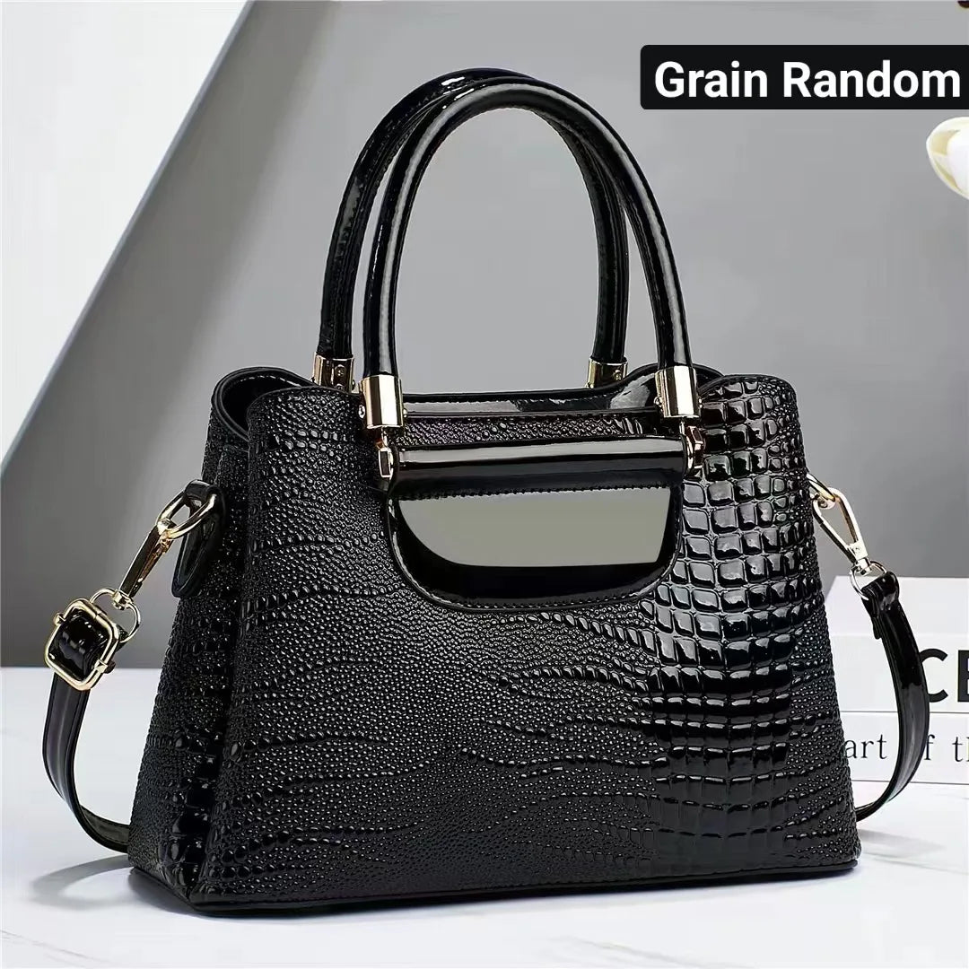 Sac Bandoulière Crocodile Rétro Style Motard — Grande Capacité Luxe Femme