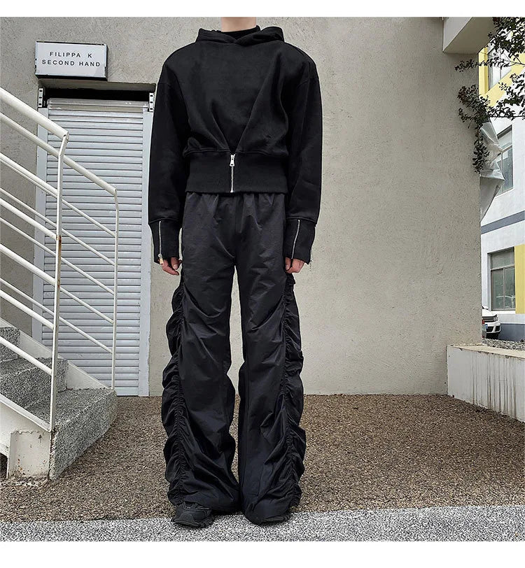 Pantalon Décontracté Homme — Style Sombre Froissé, Taille Élastique | Streetwear