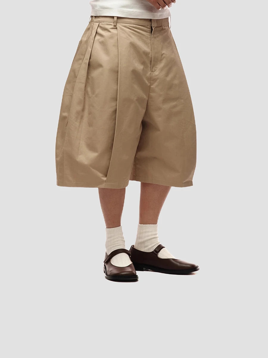 Short Baggy Kaki Luxe — Jambes Larges, Taille Élastique, Style Designer | Mauroicardi