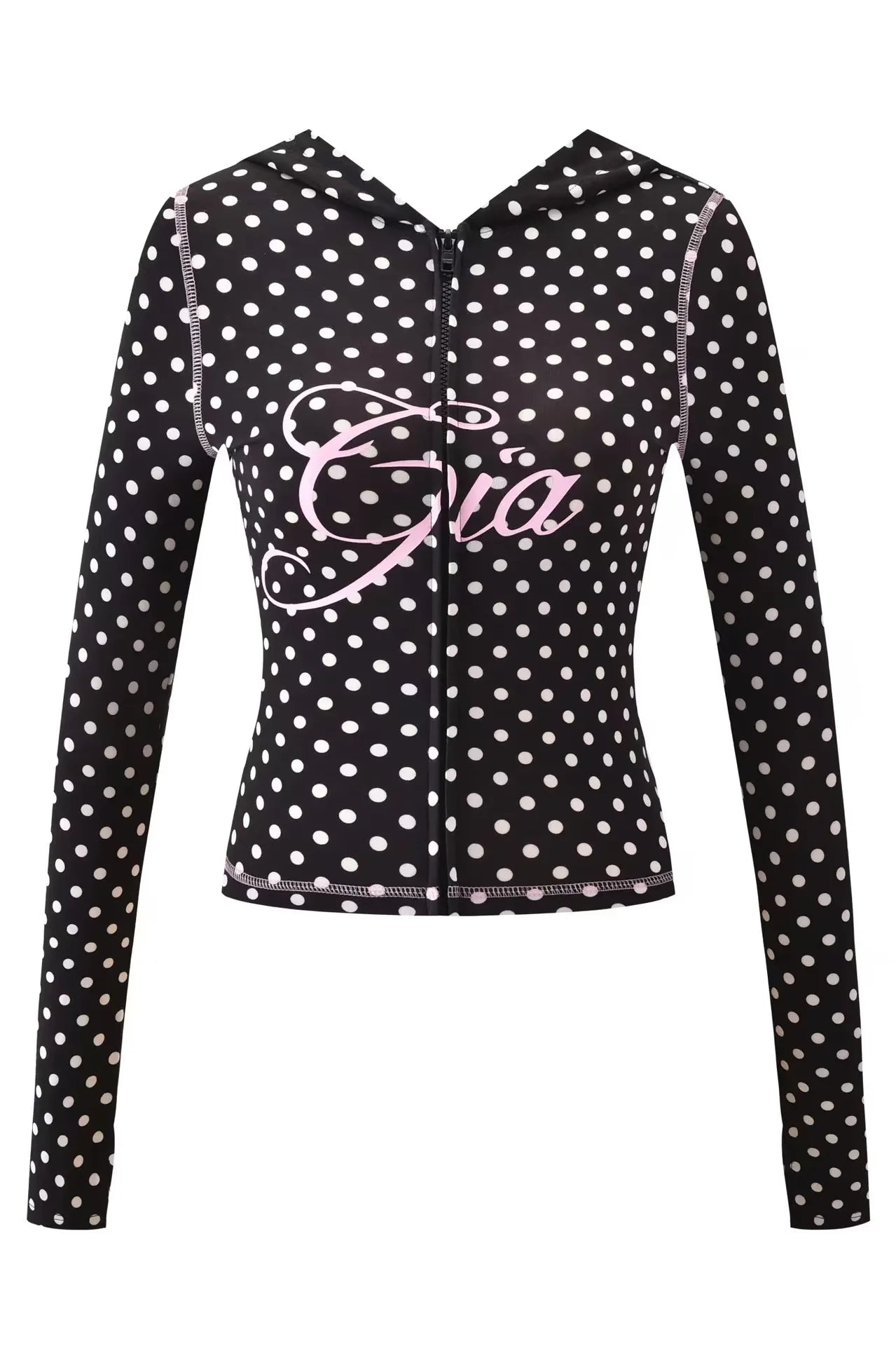Ensemble veste courte à capuche zippée et pantalon, coupe slim, imprimé lettres, design à fils apparents, GIA