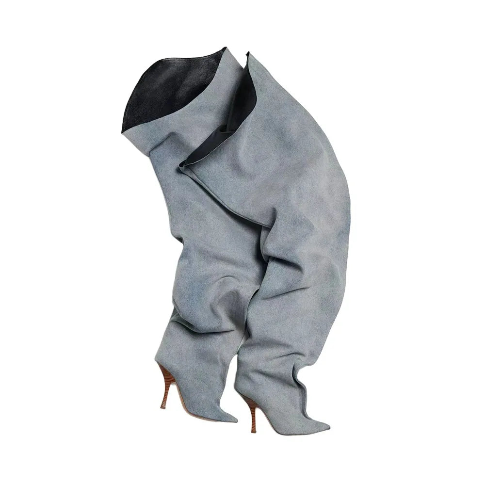 Bottes Longues Talon Aiguille Au-Dessus du Genou — Jambes Larges Tailles 34-45