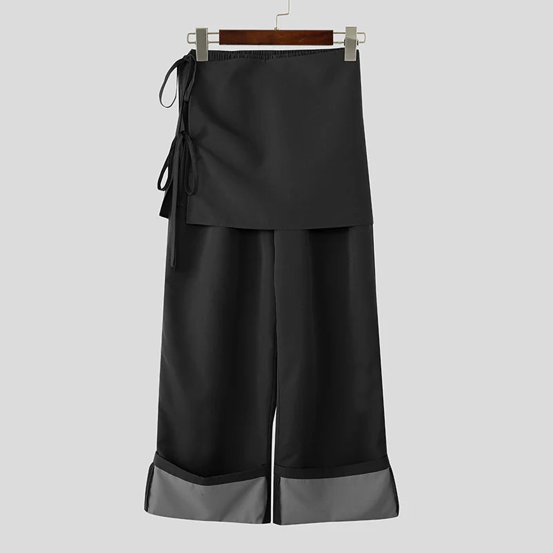 Pantalon Jogger Patchwork Streetwear — Taille Élastique, Coupe Ample à Lacets | INCERUN 2026