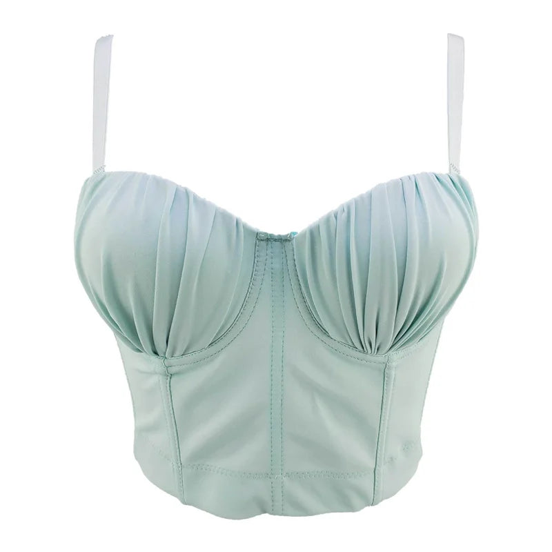 Top Corset Court Sexy Y2K Club Décor Perles — Camisole Shaper Été Visivane