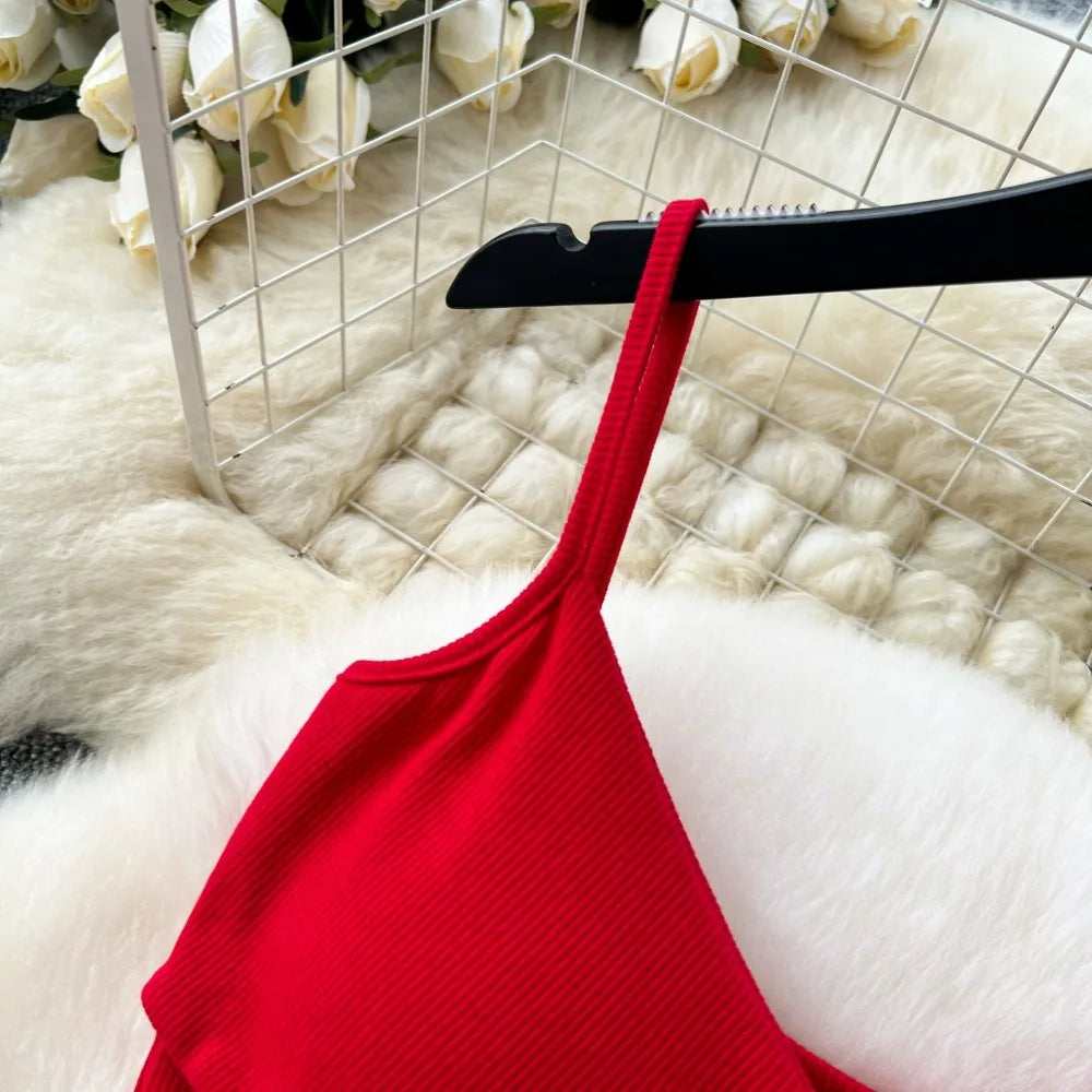 Ensemble 2 Pièces Été — Haut Court Col V + Jupe Longue Fendue Taille Haute Élastique Couleur Unie | Foamlina
