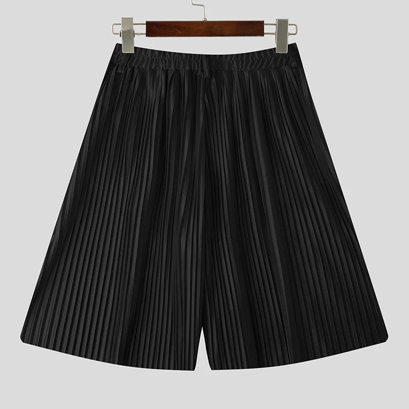 Short Jogger Couleur Unie — Taille Élastique, Jambe Large, Streetwear Ample | INCERUN 2025